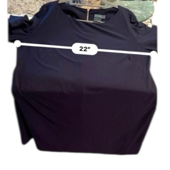 Gabby Skye Dark Blue Shift Dress Women’s Size 14W Ruffled 3/4 Sleeves Zip Back - Picture 6 of 8